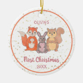 Baby's Eerste Kerstfeest Aangepaste Fotospoelen Keramisch Ornament (Voorkant)