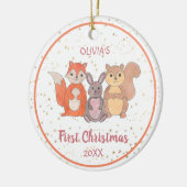 Baby's Eerste Kerstfeest Aangepaste Fotospoelen Keramisch Ornament (Links)