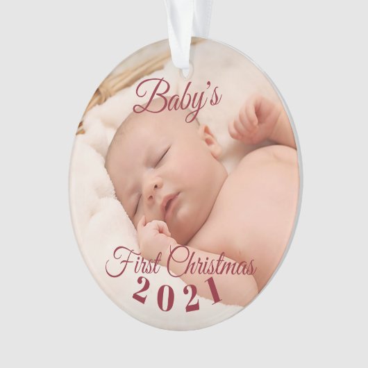 Baby's eerste kerstfeest acrylversiering, cirkel ornament (voorkant)