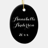 Baby's eerste kerstfeest gouden bont keramisch ornament (Achterkant)