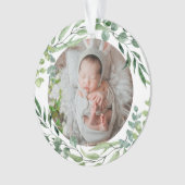 Baby's eerste kerstfeest groen plant lijst ornament (voorkant)
