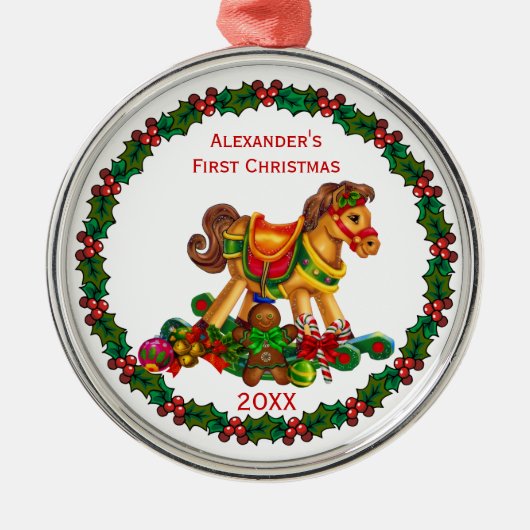 Baby's Eerste Kerstfeest Heirloom Ornament (Voorkant)