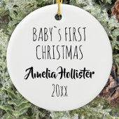 Baby's eerste kerstfeest Moderne Typografie Foto Keramisch Ornament