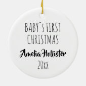 Baby's eerste kerstfeest Moderne Typografie Foto Keramisch Ornament (Achterkant)