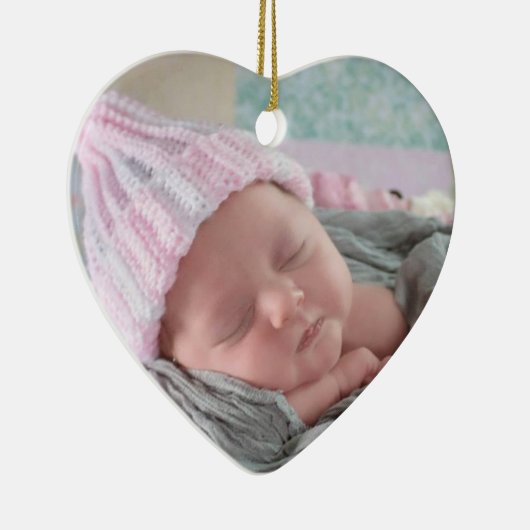 Baby's eerste kerstfeest Newborn Photo Keepomwille Keramisch Ornament (Rechts)