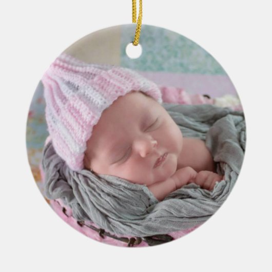 Baby's eerste kerstfeest Newborn Photo Keepomwille Keramisch Ornament (Voorkant)