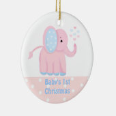 Baby's eerste kerstfeest Roze olifant Keramisch Ornament (Rechts)