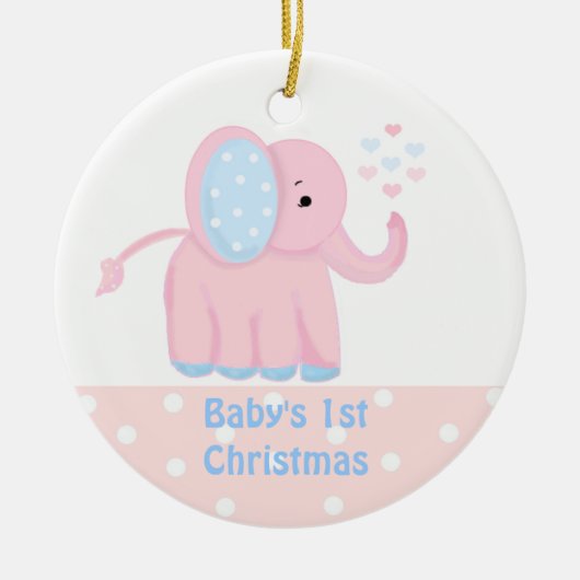 Baby's eerste kerstfeest Roze olifant Keramisch Ornament (Voorkant)