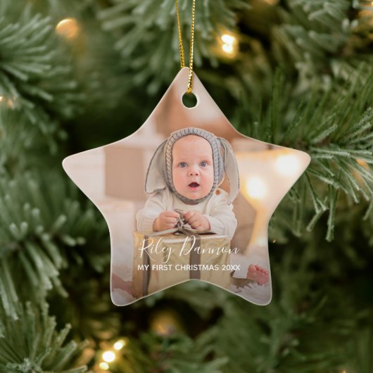 Baby's eerste kerstfeestdag ster keramisch ornament (Boom)
