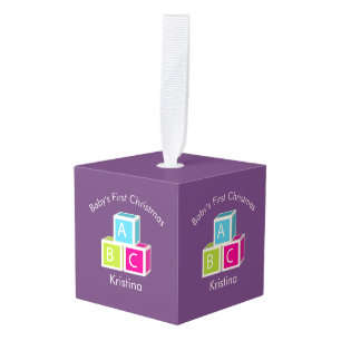 Baby's eerste kerstfeestjes kubus ornament