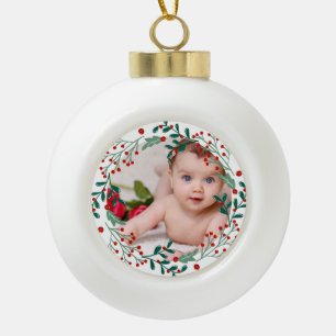 Baby's eerste kerstfeestkersen kersen keram keramische bal ornament