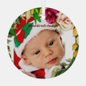 Baby's eerste kerstflesje met aangepaste foto glas ornament (Achterkant)
