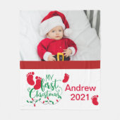 Baby's eerste kerstfoto Fleece Blanket (Voorkant)