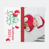 Baby's eerste kerstfoto Fleece Blanket Deken (Voorkant (Horizontaal))