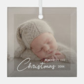 Baby's eerste kerstfoto glas ornament (Voorkant)