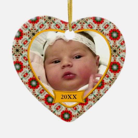 Baby's eerste kerstfoto Keepasjessieraad Keramisch Ornament (Voorkant)