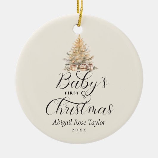 Baby's eerste kerstfoto Keepomwille Keramisch Ornament (Voorkant)