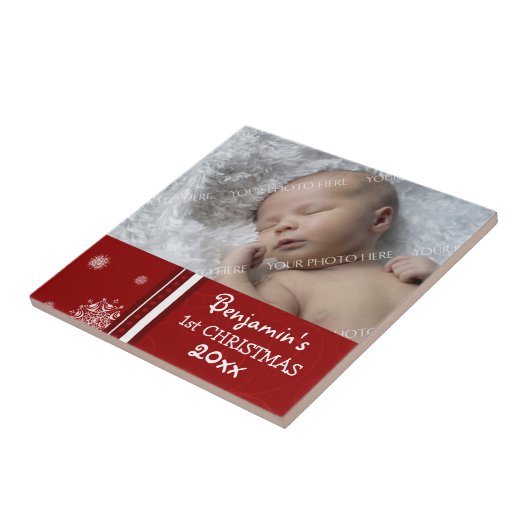 Baby's eerste kerstfoto Keepomwille Tile Tegeltje (Zijkant)
