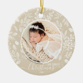 Baby's eerste kerstfoto keramisch ornament (Voorkant)