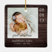 Baby's eerste kerstfoto keramisch ornament (Achterkant)