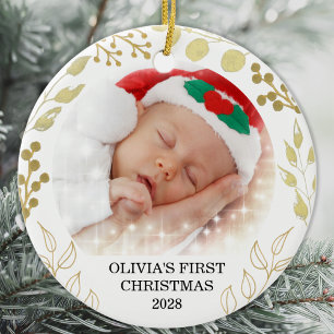 Baby's eerste kerstfoto keramisch ornament