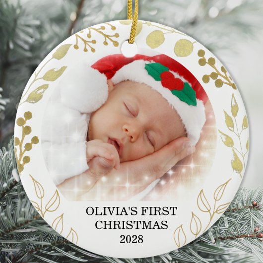 Baby's eerste kerstfoto keramisch ornament