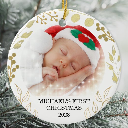 Baby's eerste kerstfoto keramisch ornament