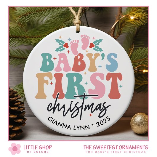 Baby's eerste kerstfoto keramisch ornament