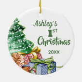 Baby's eerste kerstfoto keramisch ornament (Achterkant)