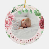 Baby's eerste kerstfoto keramisch ornament (Voorkant)