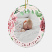Baby's eerste kerstfoto keramisch ornament (Links)
