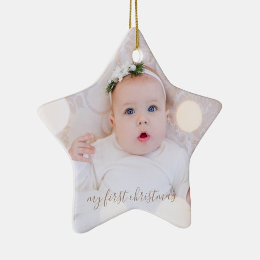 Baby's eerste kerstfoto keramisch ornament (Rechts)