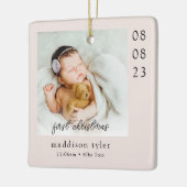 Baby's eerste kerstfoto keramisch ornament (Links)