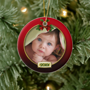 Baby's eerste kerstfoto Lijst Keramisch Ornament