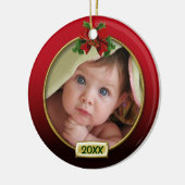 Baby's eerste kerstfoto Lijst Keramisch Ornament (Links)