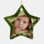 Baby's eerste kerstfoto Lijst Keramisch Ornament (Voorkant)