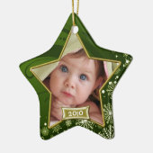Baby's eerste kerstfoto Lijst Keramisch Ornament (Links)