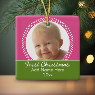 Baby's eerste kerstfoto Lijst Keramisch Ornament
