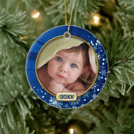 Baby's eerste kerstfoto Lijst Keramisch Ornament (Boom)