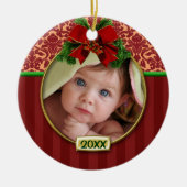 Baby's eerste kerstfoto Lijst Keramisch Ornament (Voorkant)