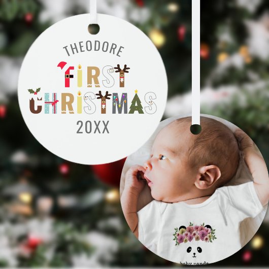 Baby's Eerste Kerstfoto Metalen Ornament