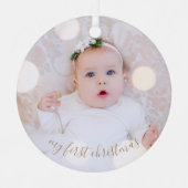 Baby's eerste kerstfoto metalen ornament (Voorkant)