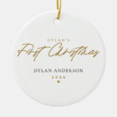 Baby's eerste kerstfoto moderne minimalist keramisch ornament (Voorkant)