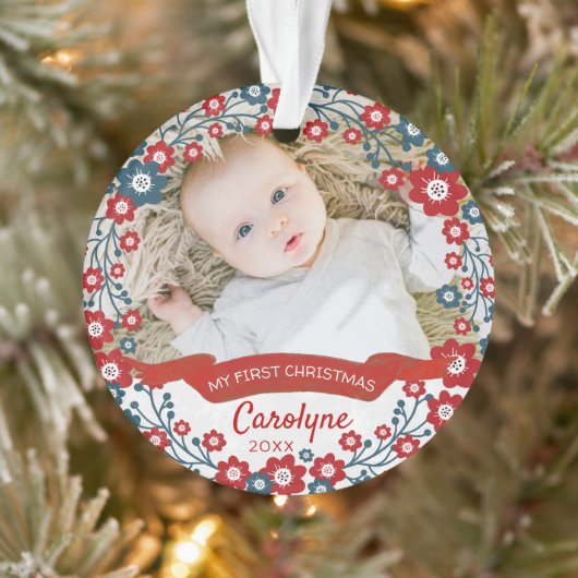 Baby's eerste kerstfoto ornament (Boom)