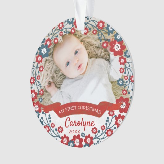 Baby's eerste kerstfoto ornament (voorkant)