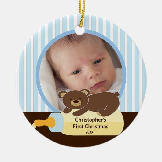 Babys Eerste Kerstfoto Ornament Beer (Voorkant)