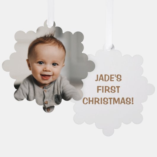 Baby's eerste kerstfoto ornament kaart (Voorkant / Achterkant)