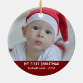 Baby's | Eerste kerstfoto-Ornament Keramisch Ornament (Achterkant)
