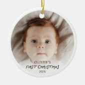Baby's eerste kerstfoto Ornament met QR-code (Voorkant)