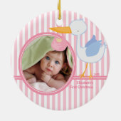 Babys Eerste Kerstfoto Ornament Stork meisje (Achterkant)